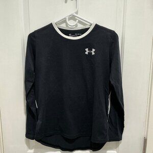 Under armour girl's workout long sleeves, black, size YXL